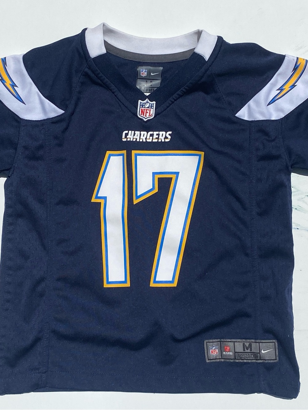 Nike Youth Navy Chargers #17 Jersey with White and Yellow Accents